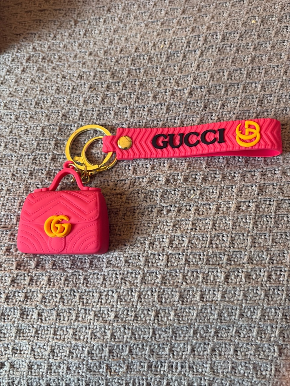 FOR SALE Gucci Pink-Red Mini Bag Key & Card Holder Charm